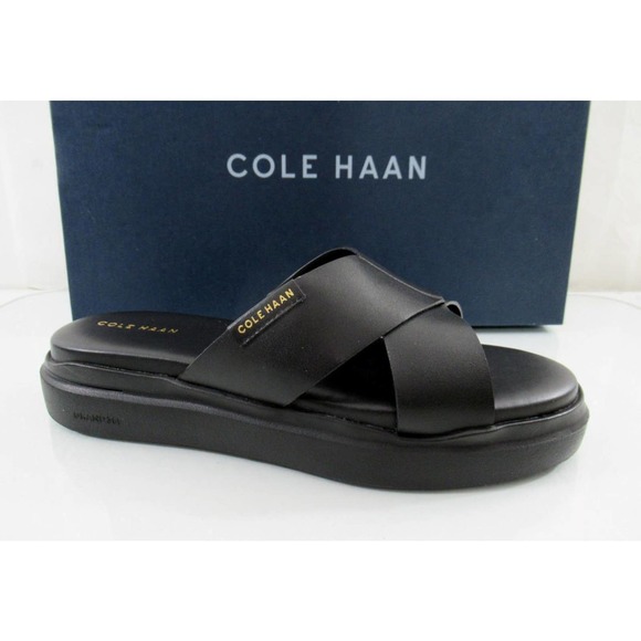 Cole Haan Shoes - Cole Haan GrandPro Rally Criss Cross Slide Sandal Comfort Black Leather Size 7